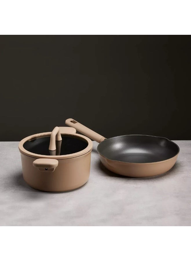 Carote 9-Piece Nonstick Cookware Set, PFOA-Free Healthy Cooking, Saucepan, Skillets & Casserole with Strainer Lid, Titanium-Reinforced, Pour Spout, All-Stovetop Compatible, Dishwasher Safe (Taupe) - Image 5